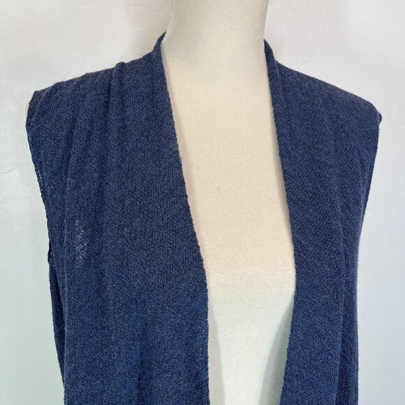 Eileen Fisher 100% wool Navy Blue Knitted Vest Size S Lightweight - Picture 2 of 8